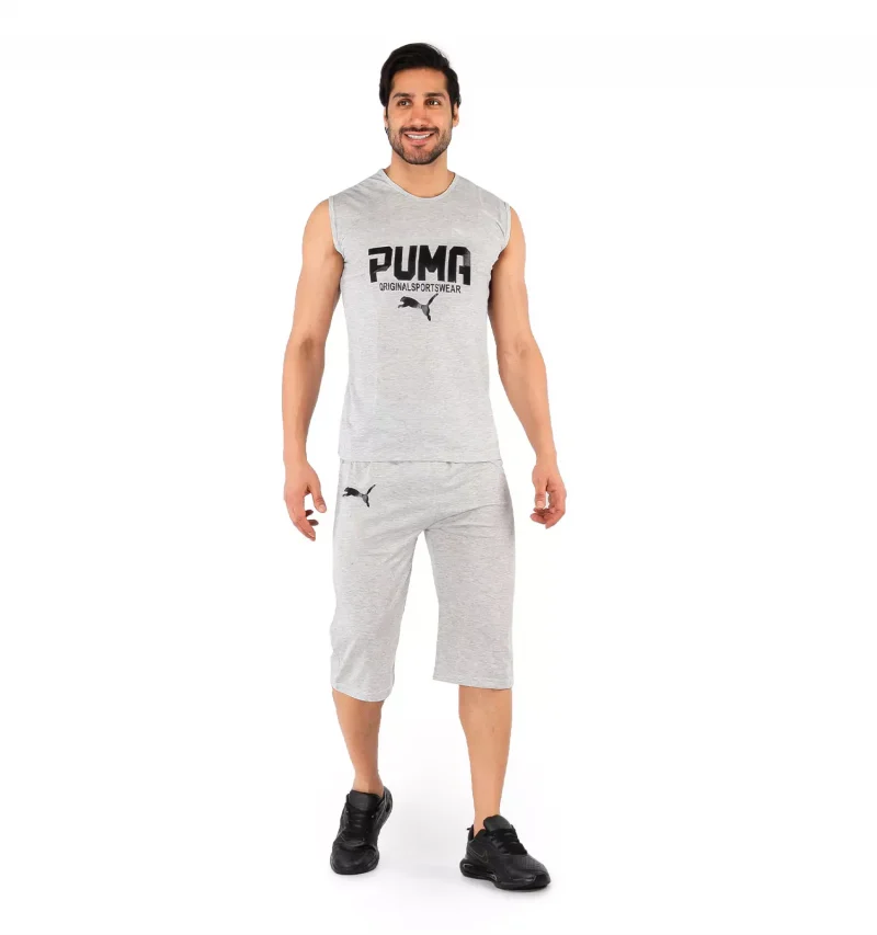 ست رکابی و شلوارک مردانه Puma یقه گرد مدل 44169